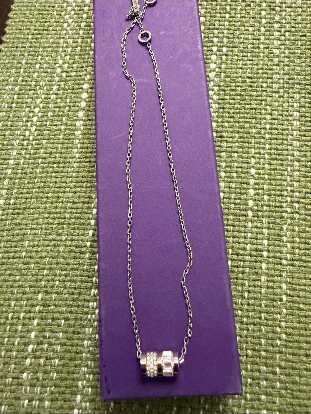 Michael Kors Silver Crystal Barrel Pendant Necklace